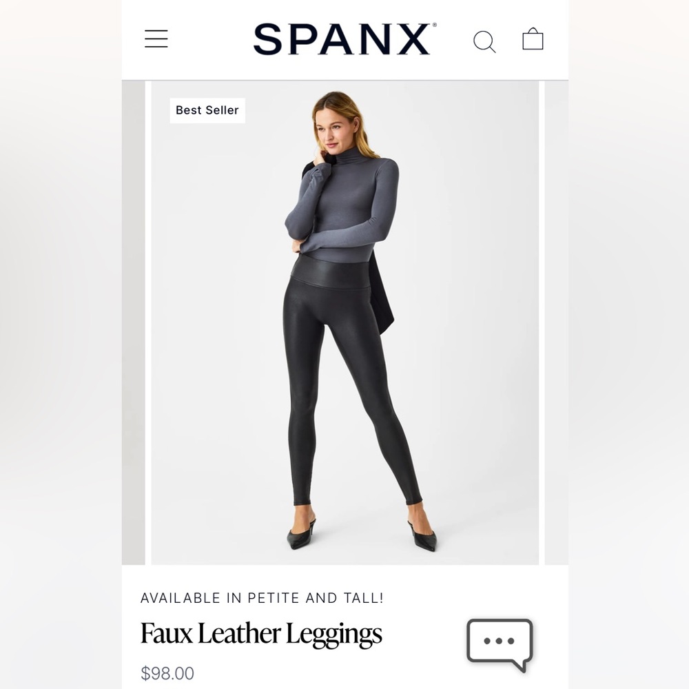 NWT Spanx Faux Leather Leggings - Petite